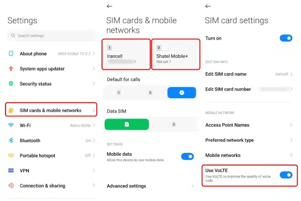 فعال سازی volte در شیائومی