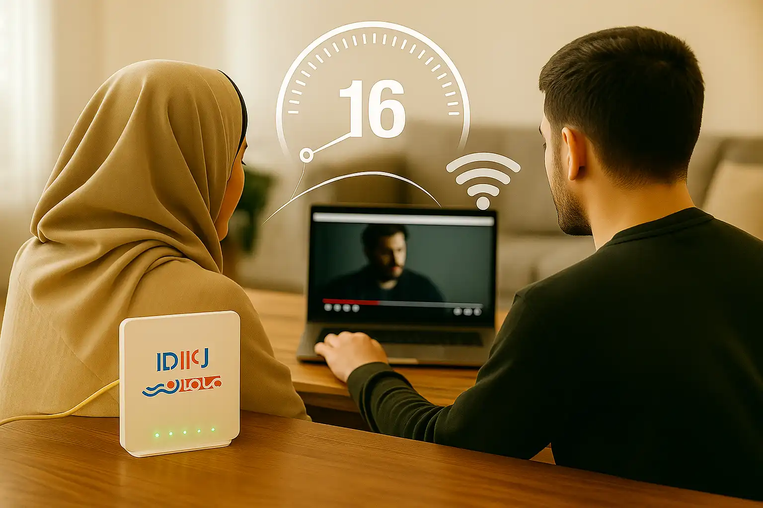 خرید بسته اینترنت وای فای خانگی، کاربران در حال استفاده از اینترنت ADSL خانگی با لپ‌تاپ و گوشی