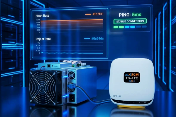 «نمودار مقایسه نرخ ریجکت ماینر در اینترنت ADSL با ۰.۳ درصد و TD-LTE با ۶ درصد، نشاندهنده اهمیت پایداری اتصال برای استخراج»