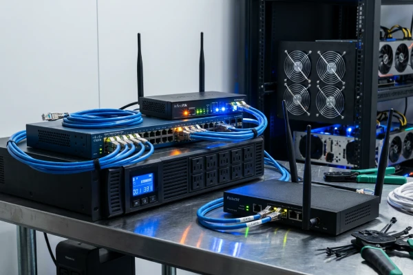 مودم کابلی، سوییچ گیگابیتی، کابل CAT6، روتر QoS و UPS به عنوان تجهیزات ضروری برای بهترین اینترنت برای ماینر